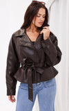 Nina Faux Leather Jacket - Brown