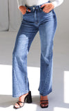 Oaklee Flare Wide Leg Jeans - Mid Blue