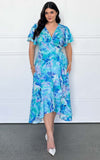 Odette Short Sleeve Wrap Maxi Dress - Blue Floral