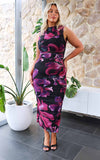 Olida Mesh Maxi Dress - Black Pink Purple Floral