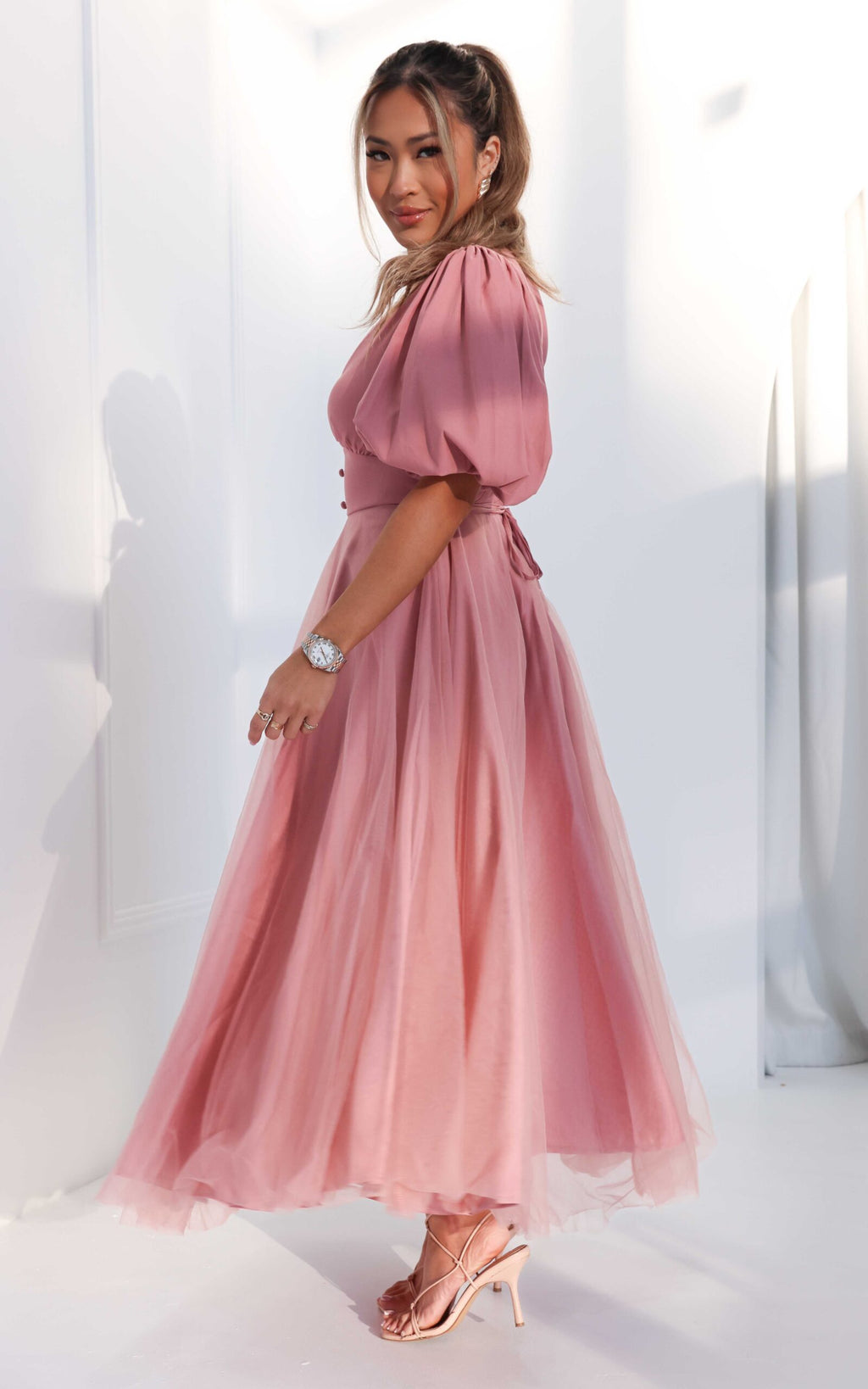 One Kiss Tulle Maxi Dress - Blush Pink