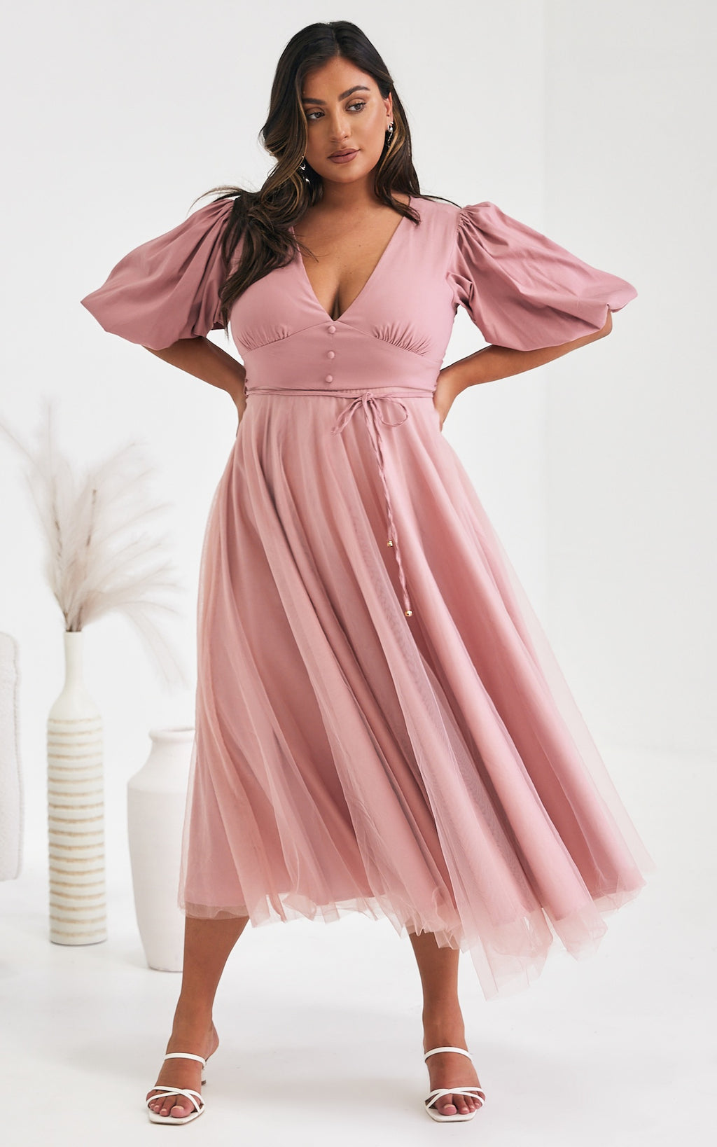 One Kiss Tulle Maxi Dress - Blush Pink
