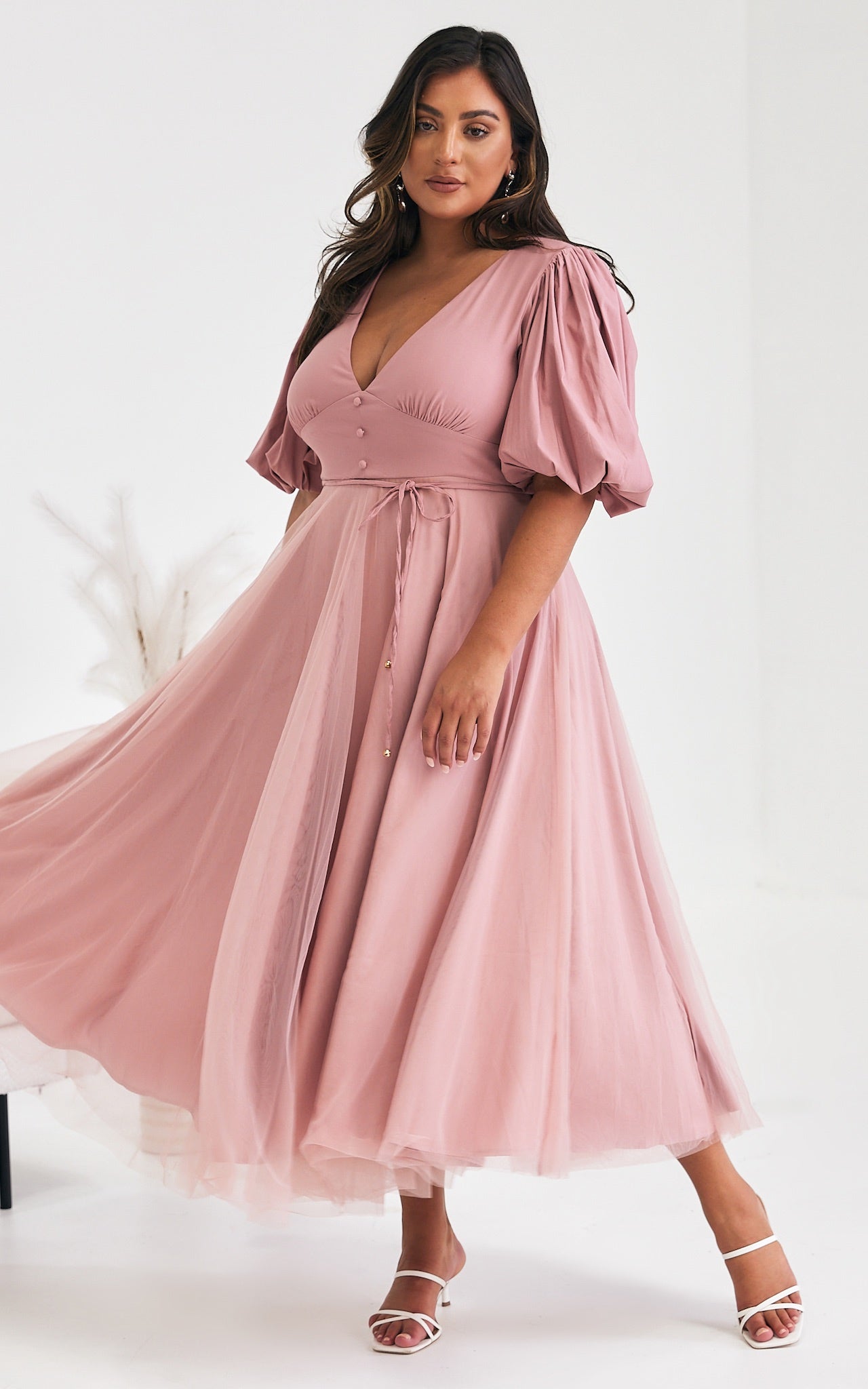 One Kiss Tulle Maxi Dress - Blush Pink