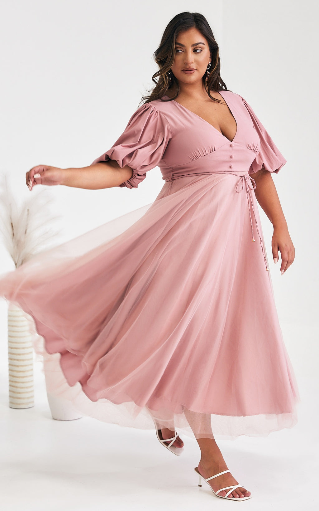 One Kiss Tulle Maxi Dress - Blush Pink