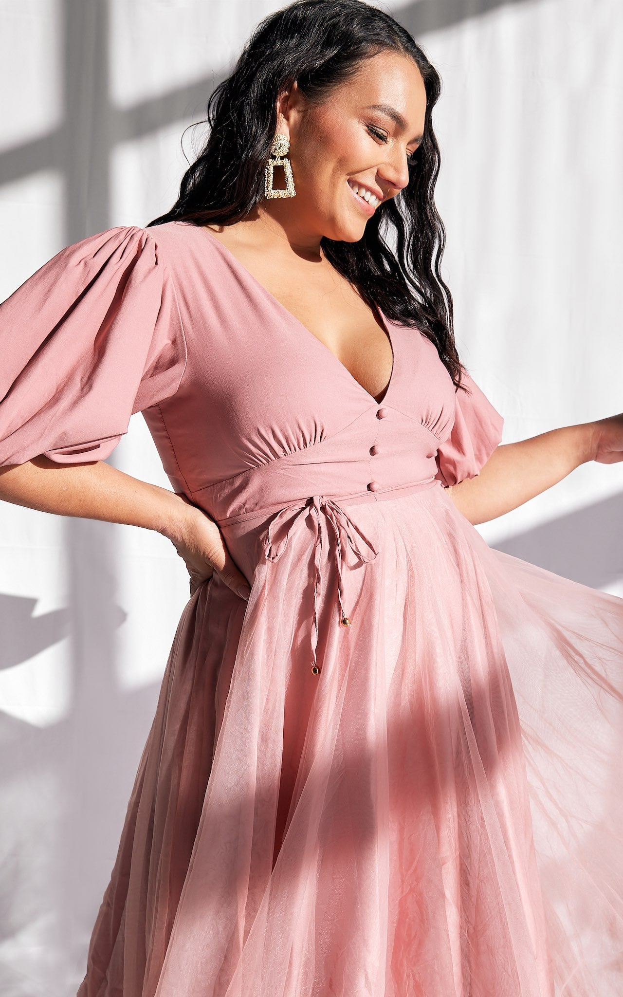 One Kiss Tulle Maxi Dress - Blush Pink