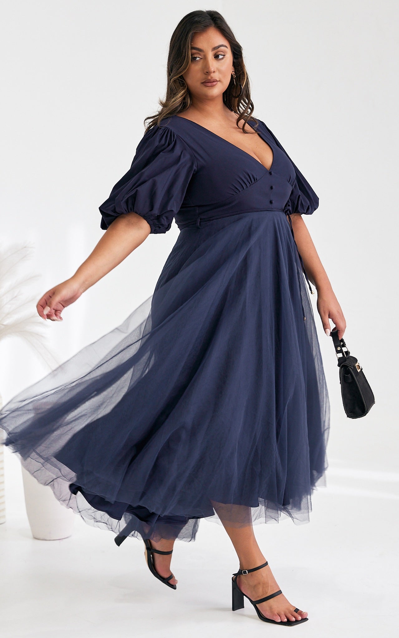 One Kiss Tulle Maxi Dress - Navy