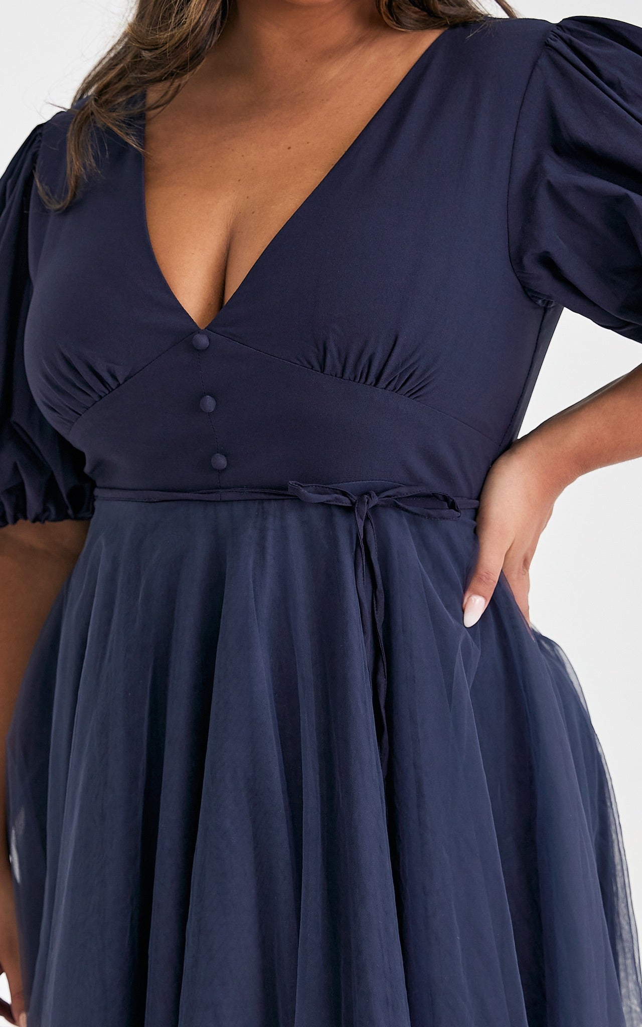 One Kiss Tulle Maxi Dress - Navy