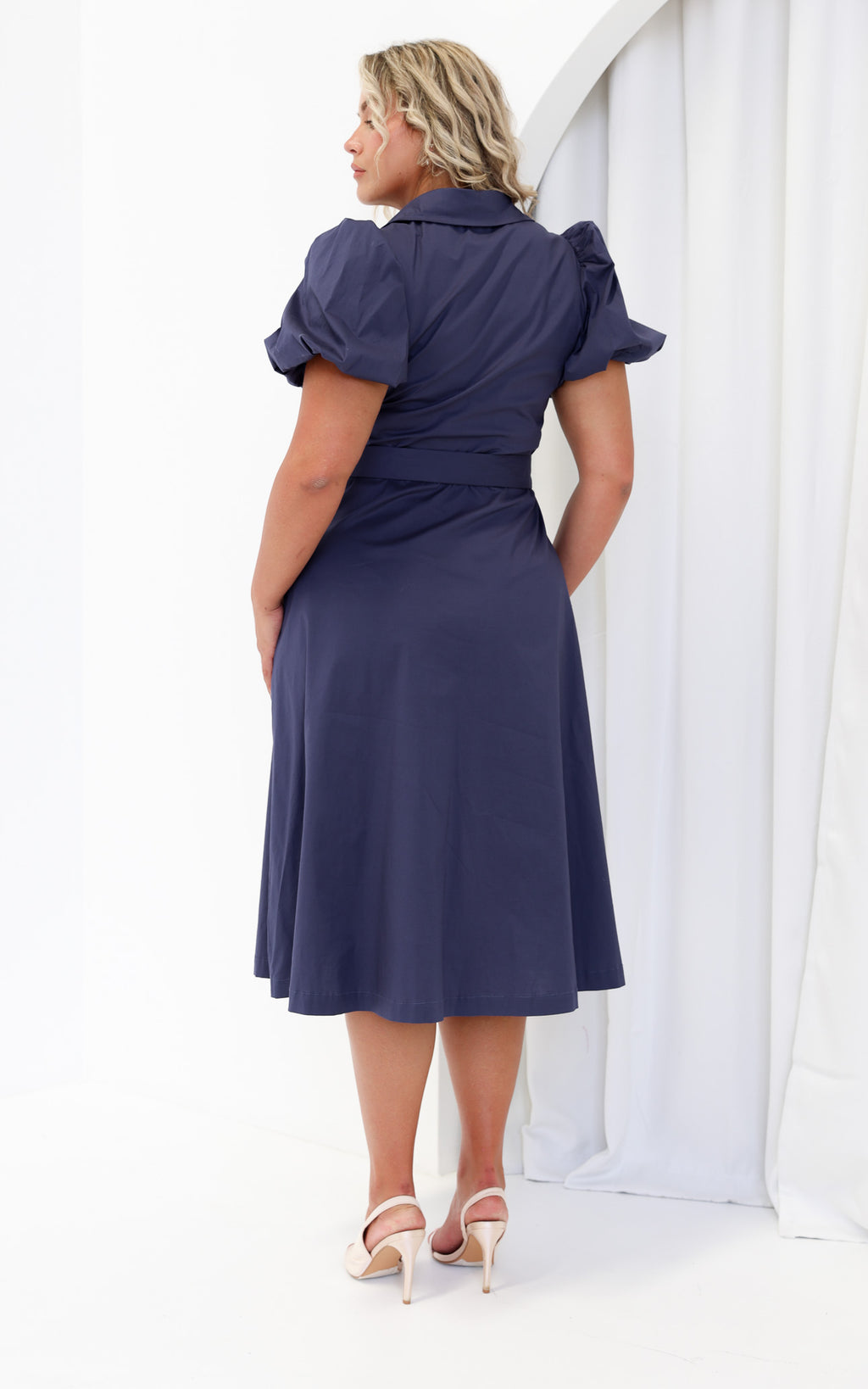Ophelia Short Sleeve Midi Dress - Petrol Blue