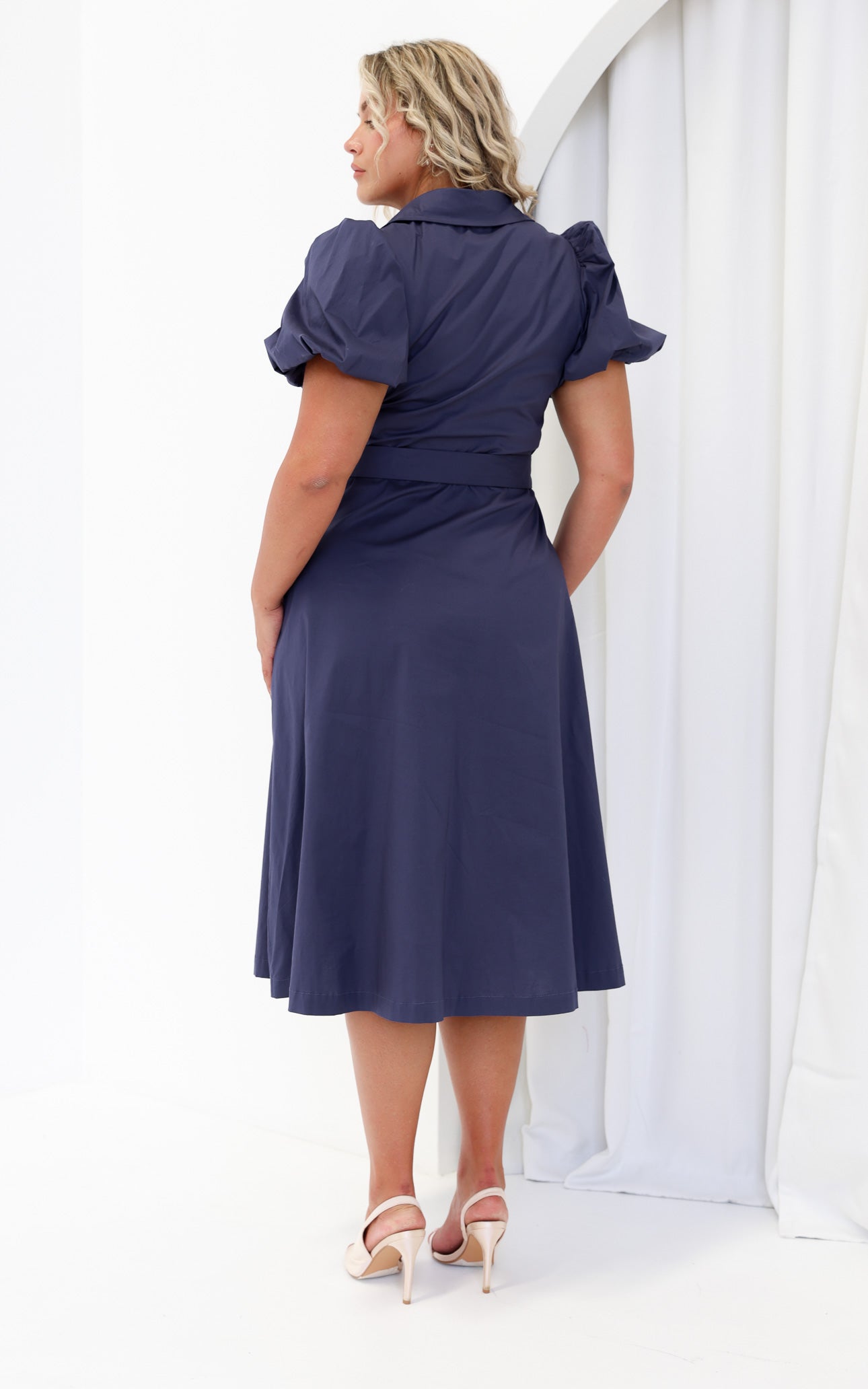 Ophelia Short Sleeve Midi Dress - Petrol Blue