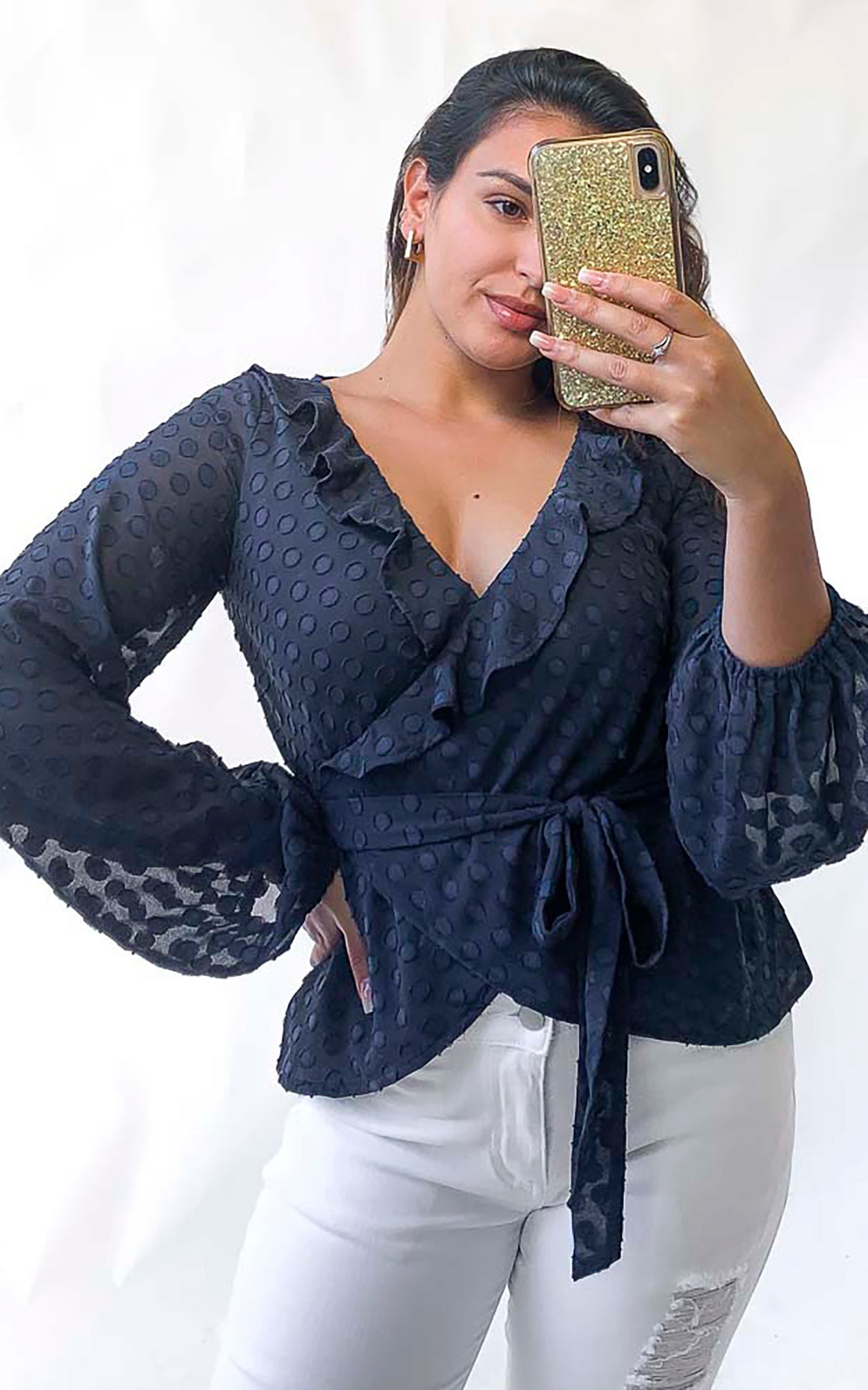 Palace Wrap Top - Navy Texture