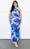 Paloma Mesh Maxi Dress - Purple Blue Floral