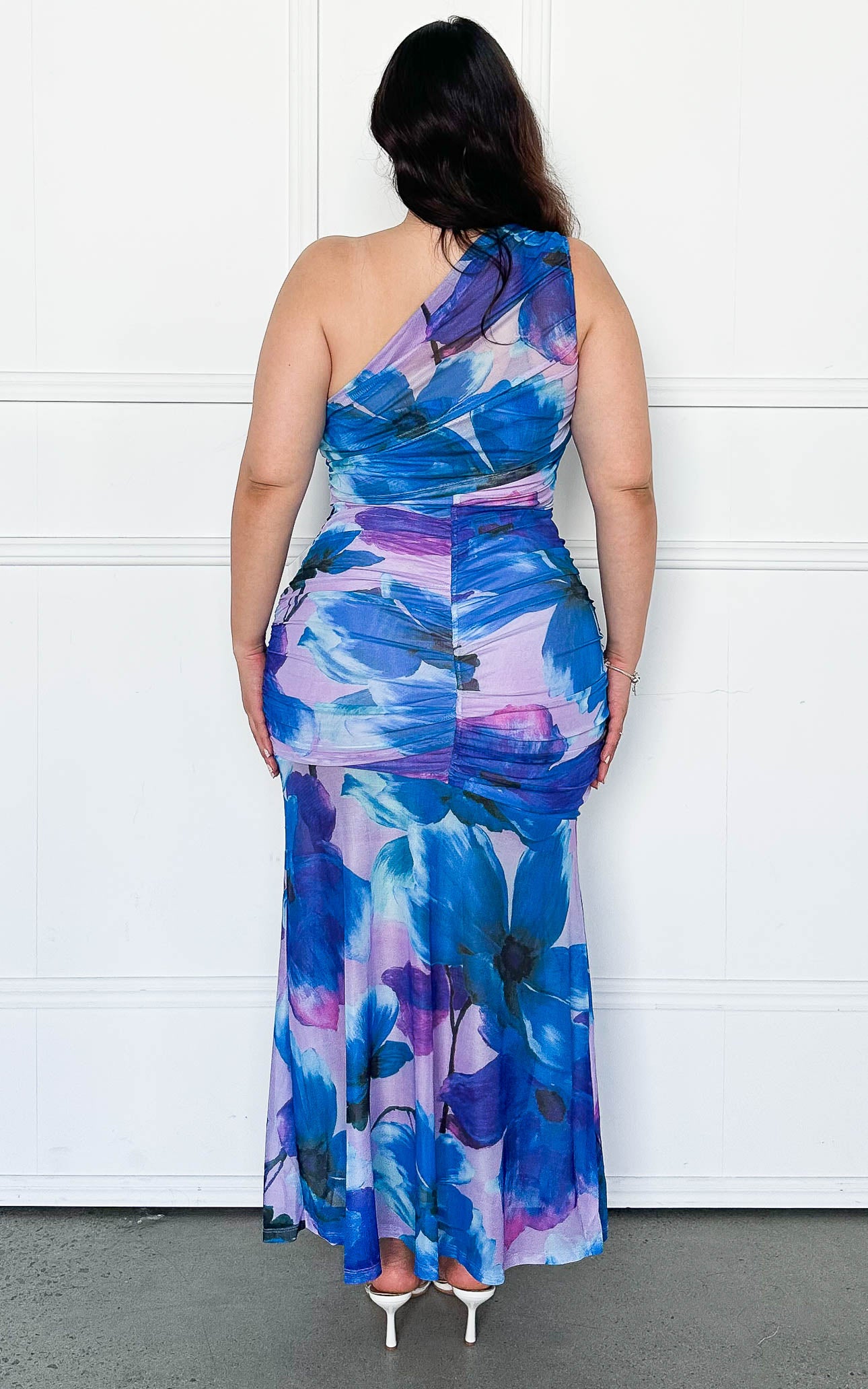 Paloma Mesh Maxi Dress - Purple Blue Floral