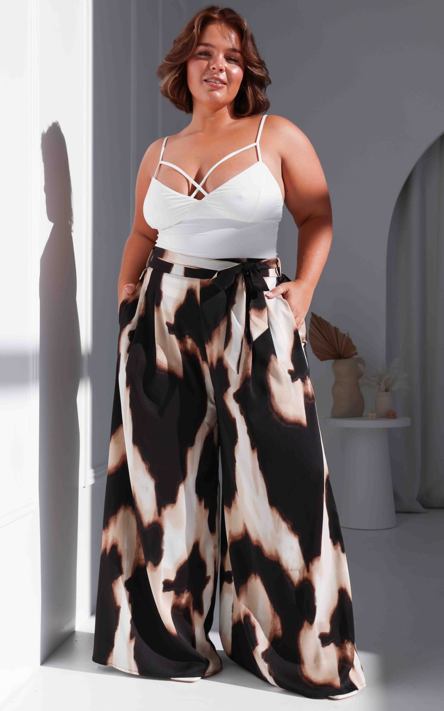 Paradise Lily Wide Leg Pants - Big Leopard Print