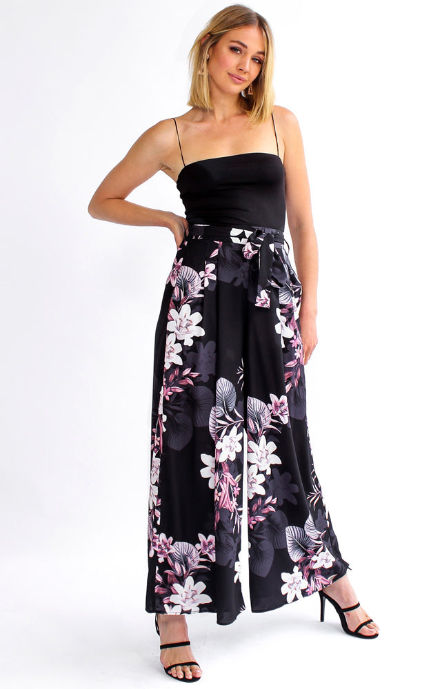 Paradise Lily Pants - Black Floral