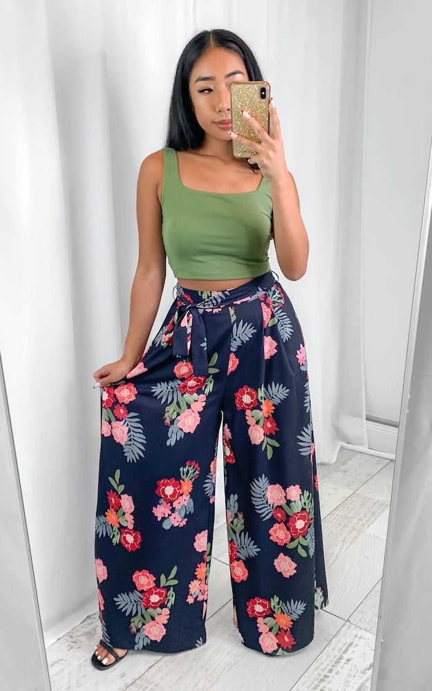 Paradise Lily Pants - Navy Cactus