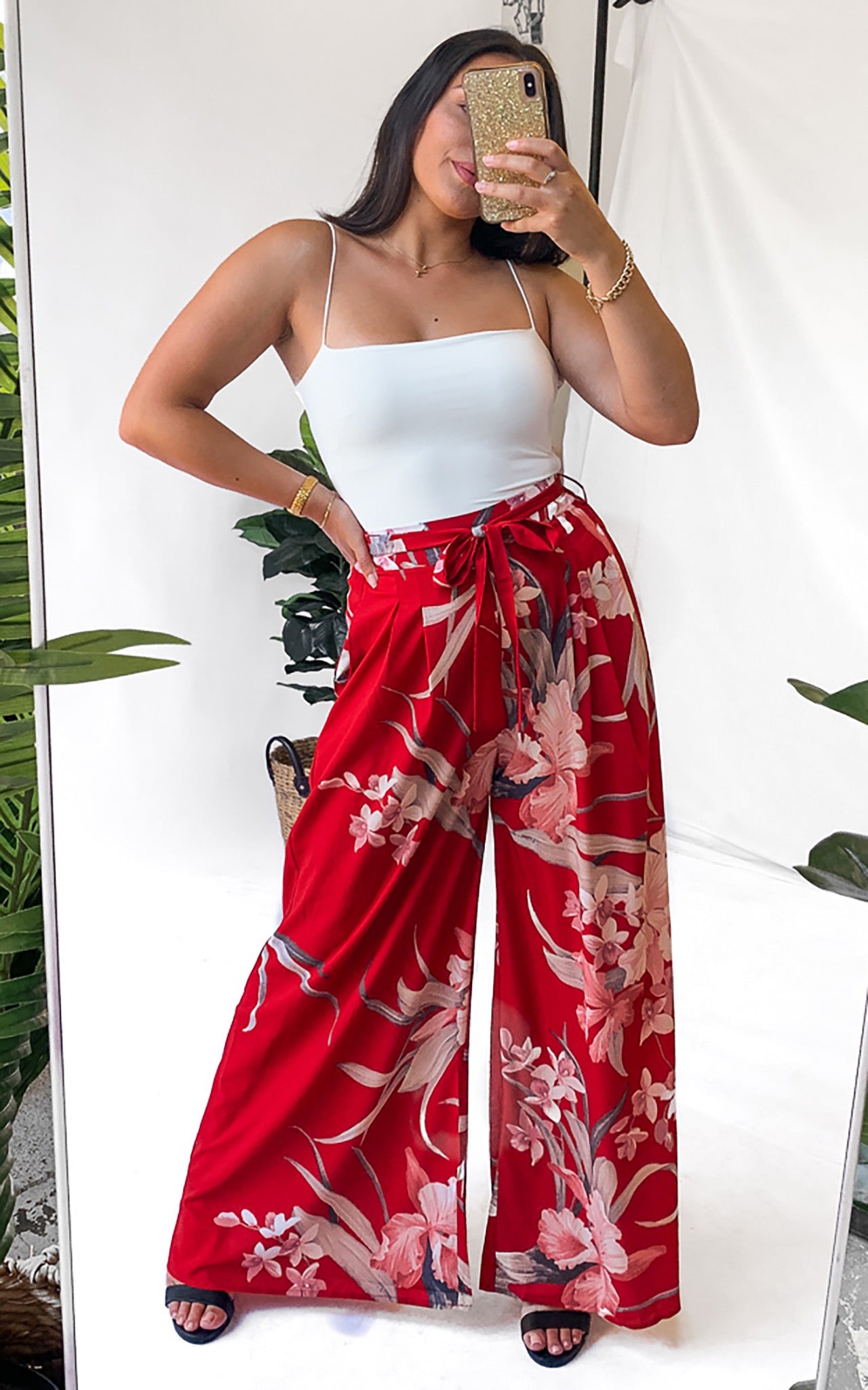 Paradise Lily Pants - Red Floral