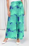 Paradise Lily Wide Leg Pants - Blue Green Print