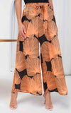 Paradise Lily Wide Leg Pants - Black Orange Print