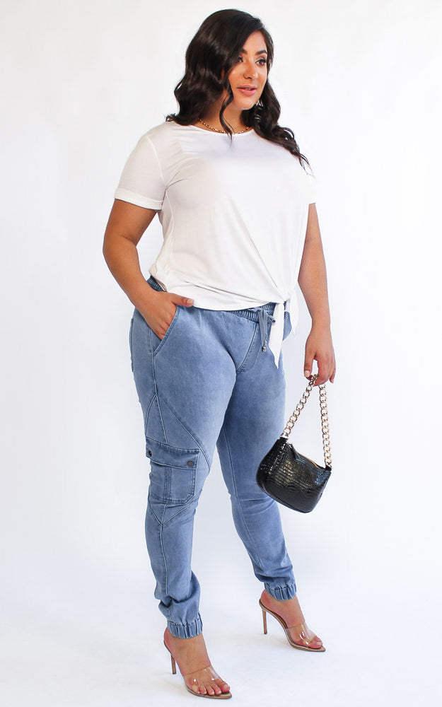 Chic Cargo Chinos - Mid Blue