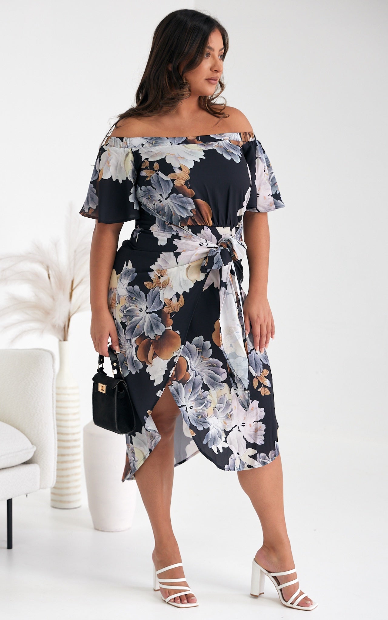 Penelope Wrap Dress - Multi Black Floral