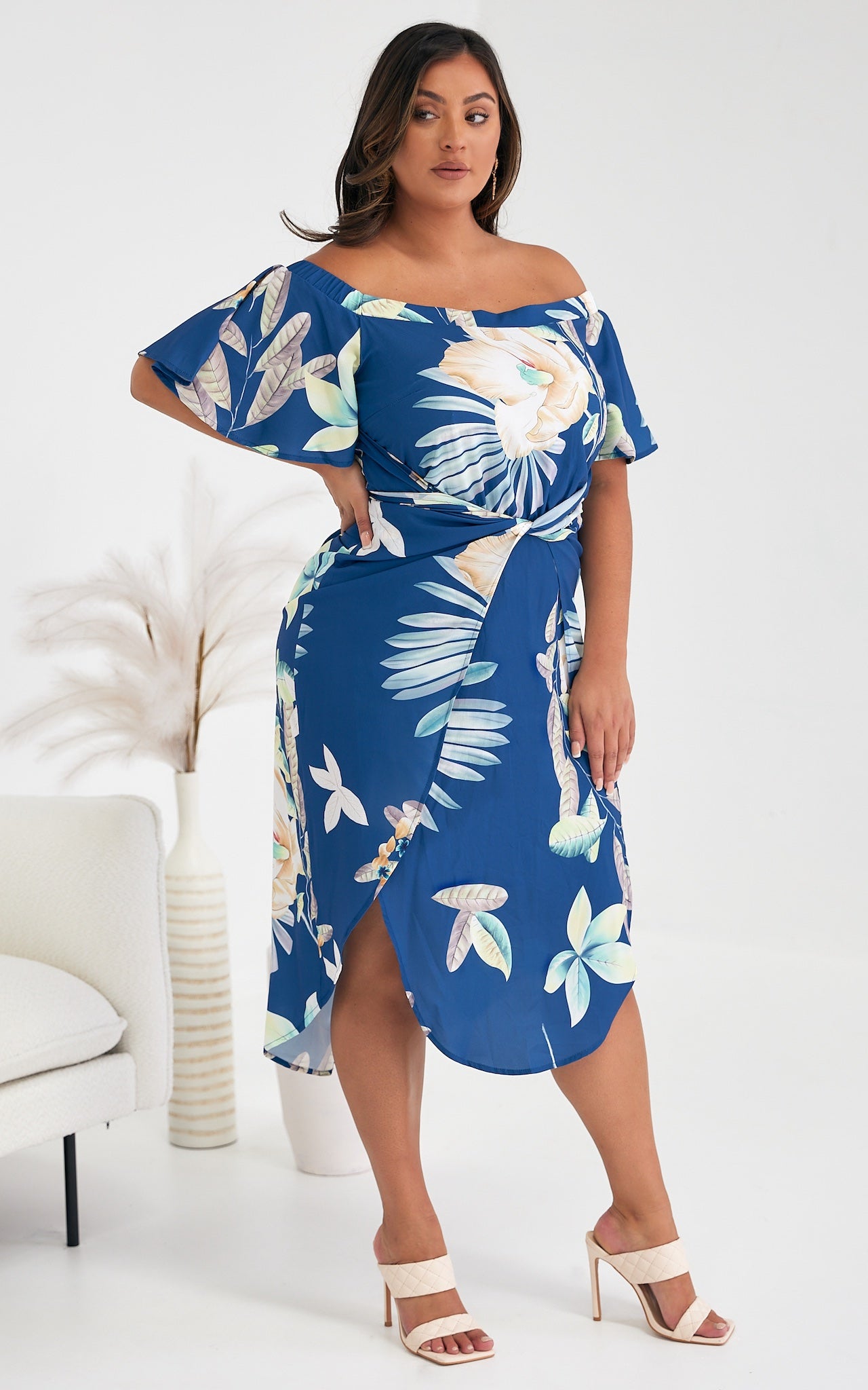 Penelope Wrap Dress - Blue Floral