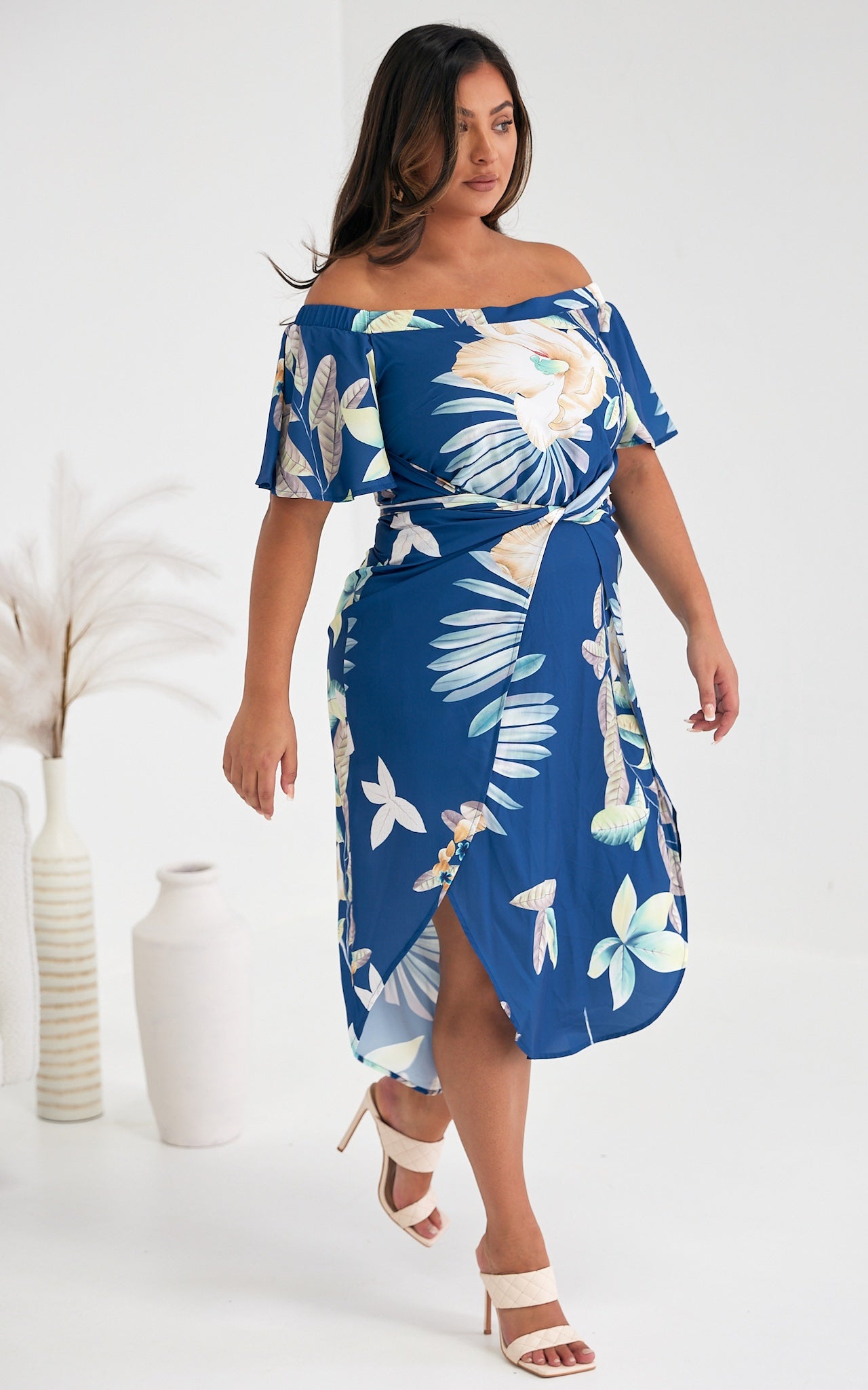 Penelope Wrap Dress - Blue Floral