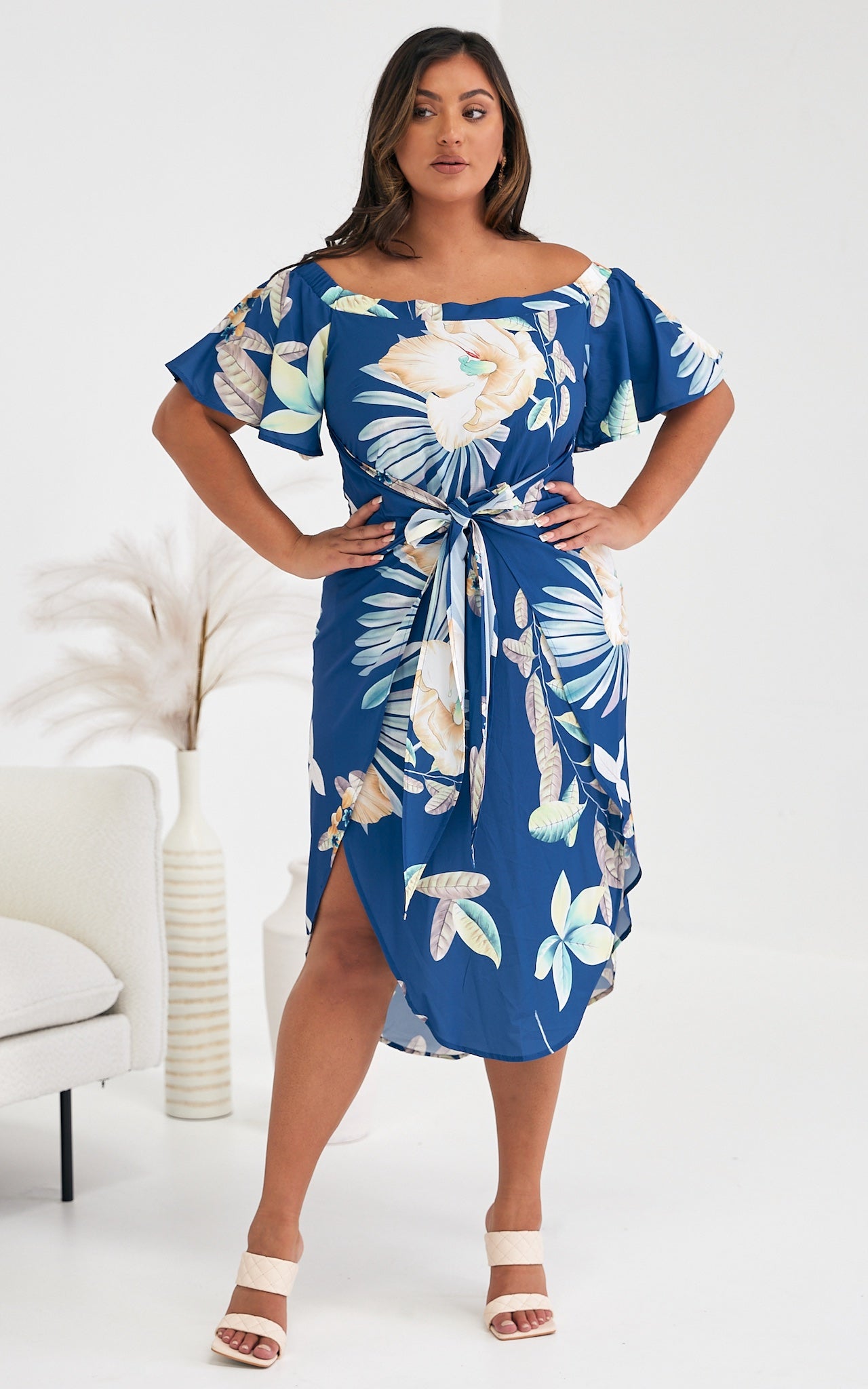 Penelope Wrap Dress - Blue Floral