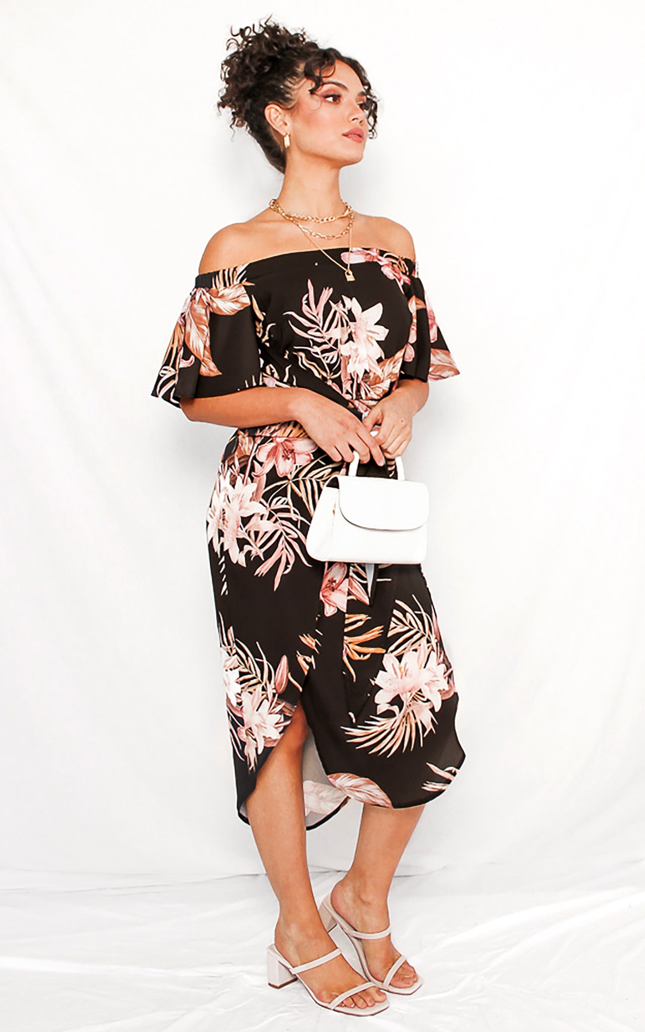 Penelope Wrap Dress - Black Floral