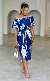 Penelope Wrap Dress - Blue Floral