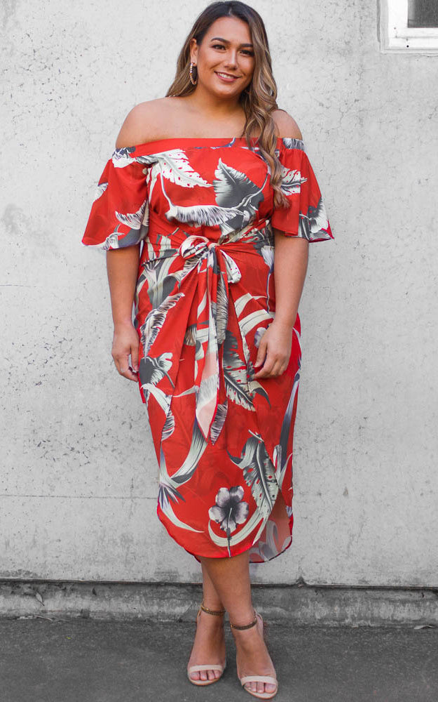 Penelope Wrap Dress - Red Print
