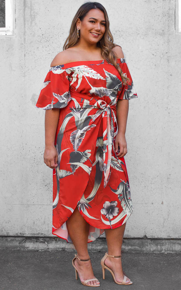 Penelope Wrap Dress - Red Print