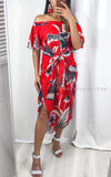 Penelope Wrap Dress - Red Print