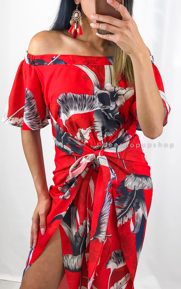 Penelope Wrap Dress - Red Print