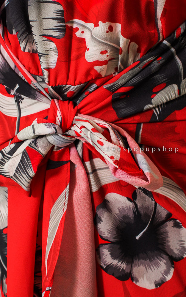 Penelope Wrap Dress - Red Print