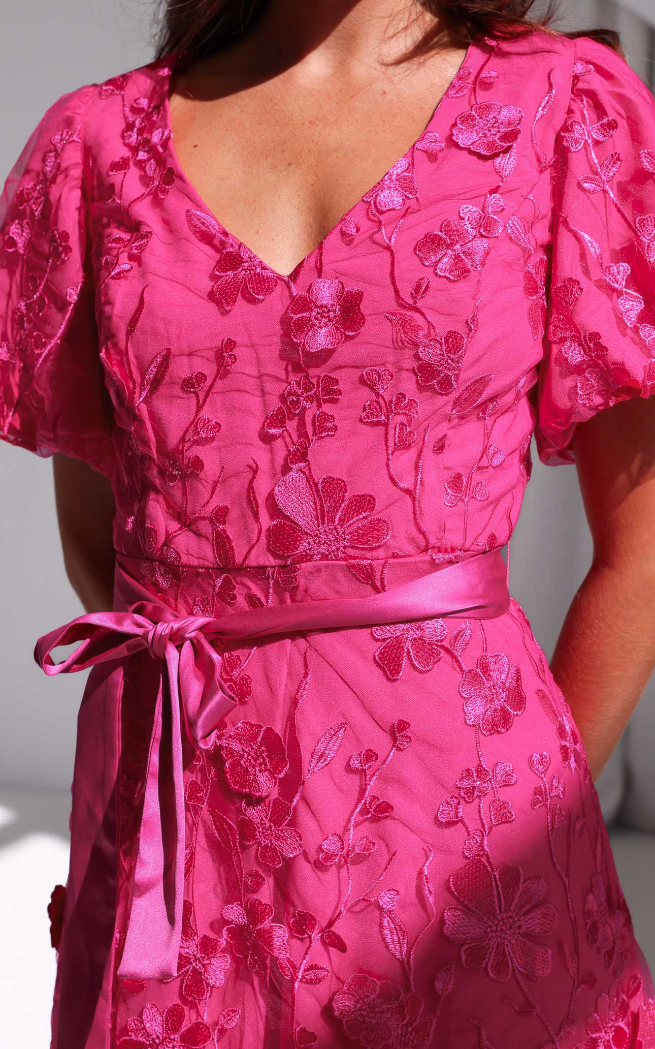 Peony Midi Dress - Hot Pink