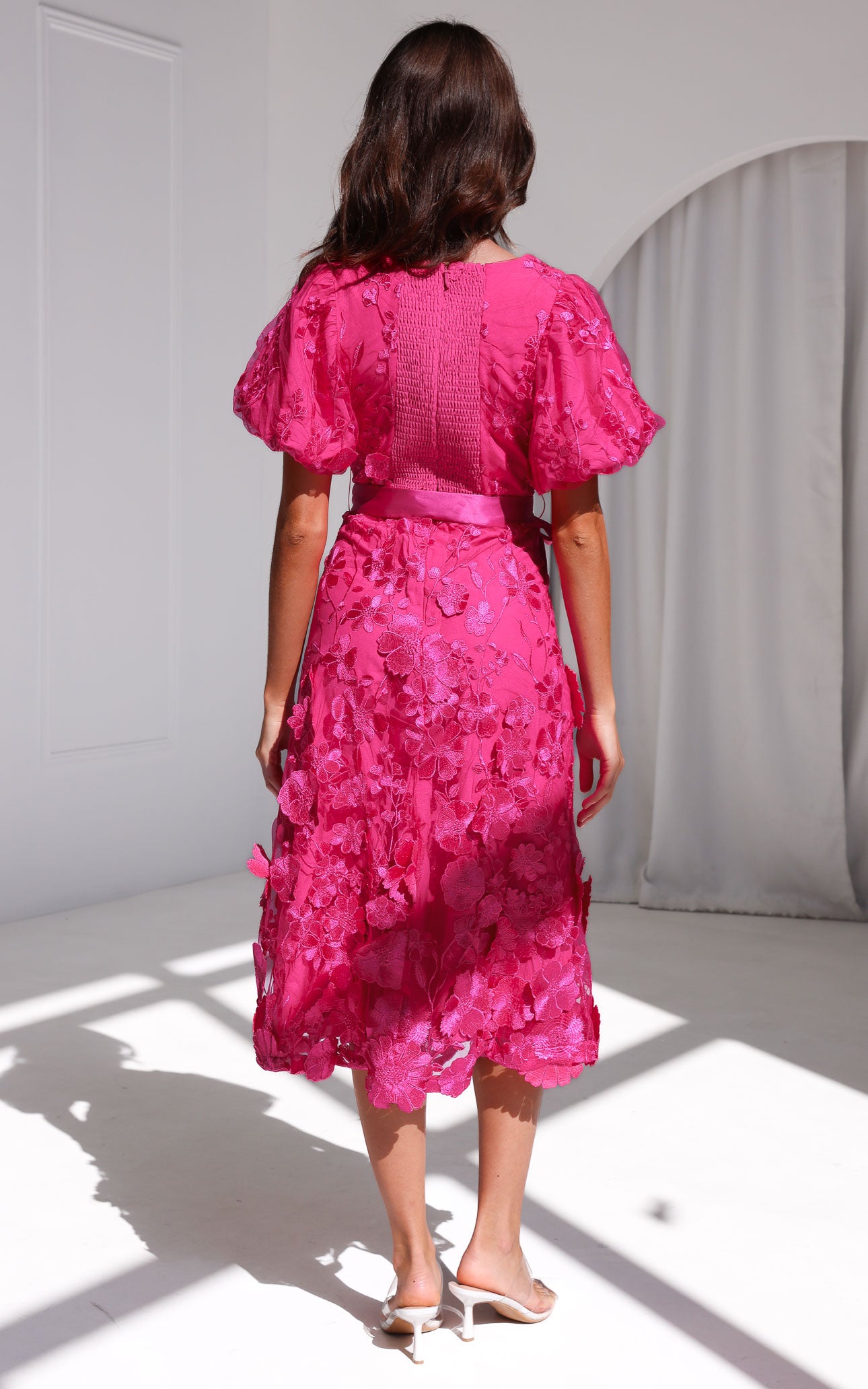 Peony Midi Dress - Hot Pink