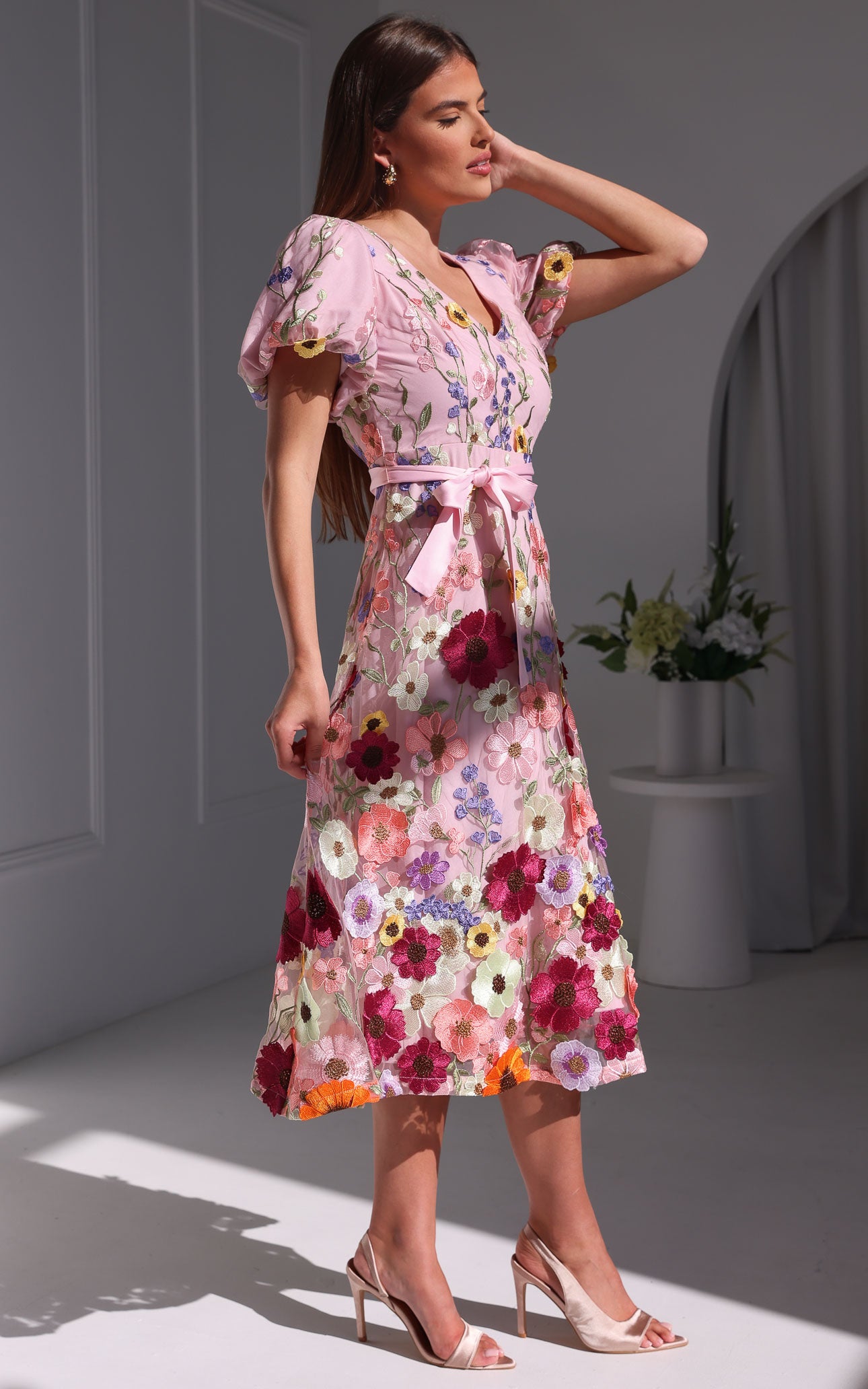 Peony Midi Dress - Pink Multi Floral
