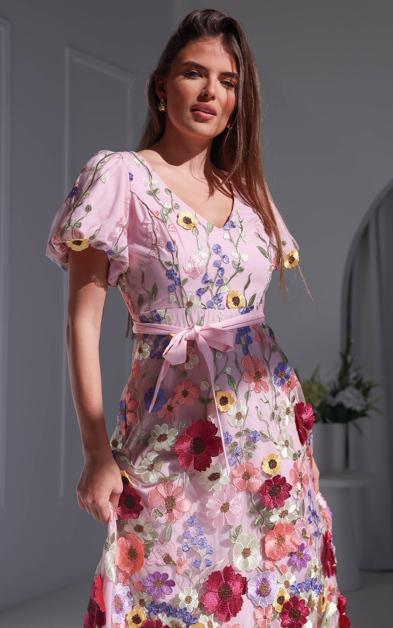 Peony Midi Dress - Pink Multi Floral