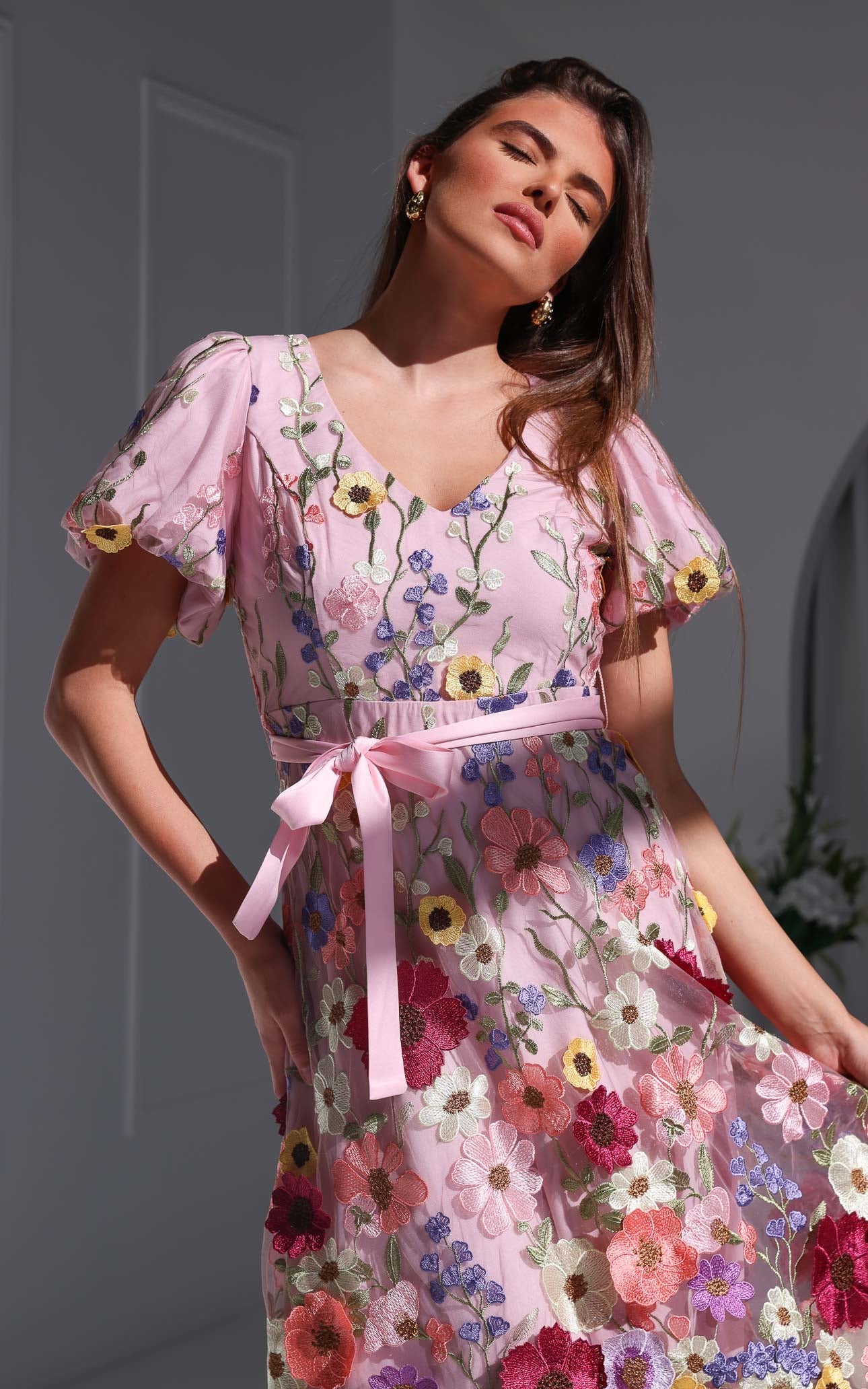 Peony Midi Dress - Pink Multi Floral