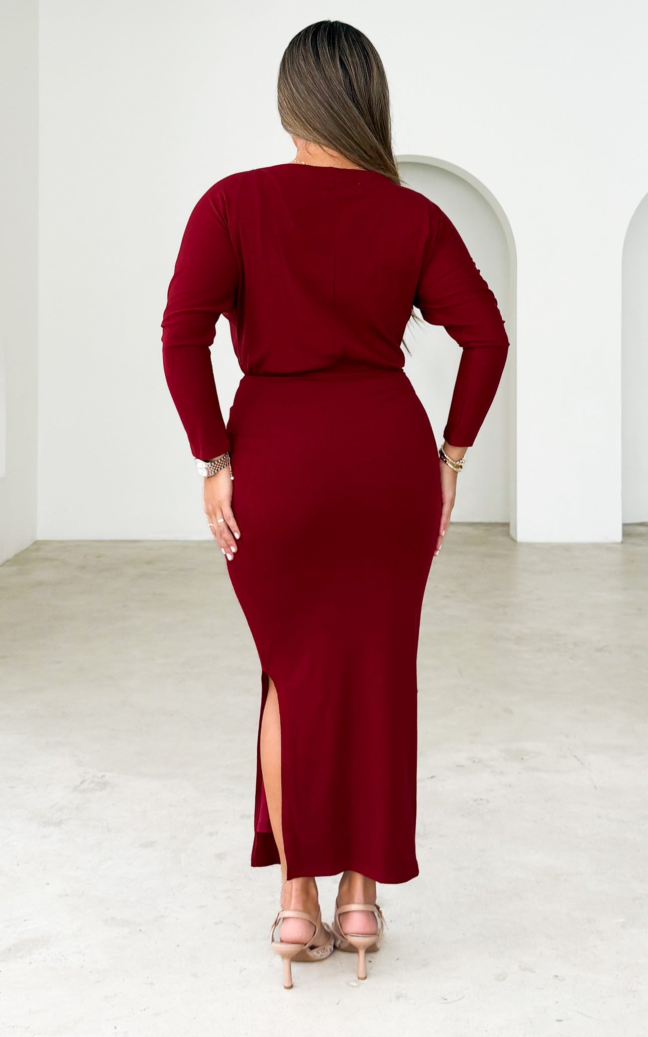 Perdita Long Sleeve Maxi Dress - Wine