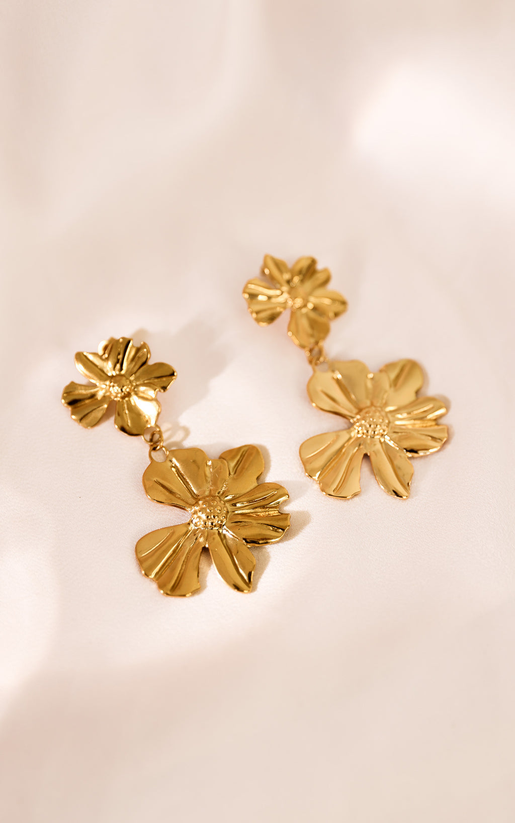 Petalisse Drop Stud Earrings - Gold Flower