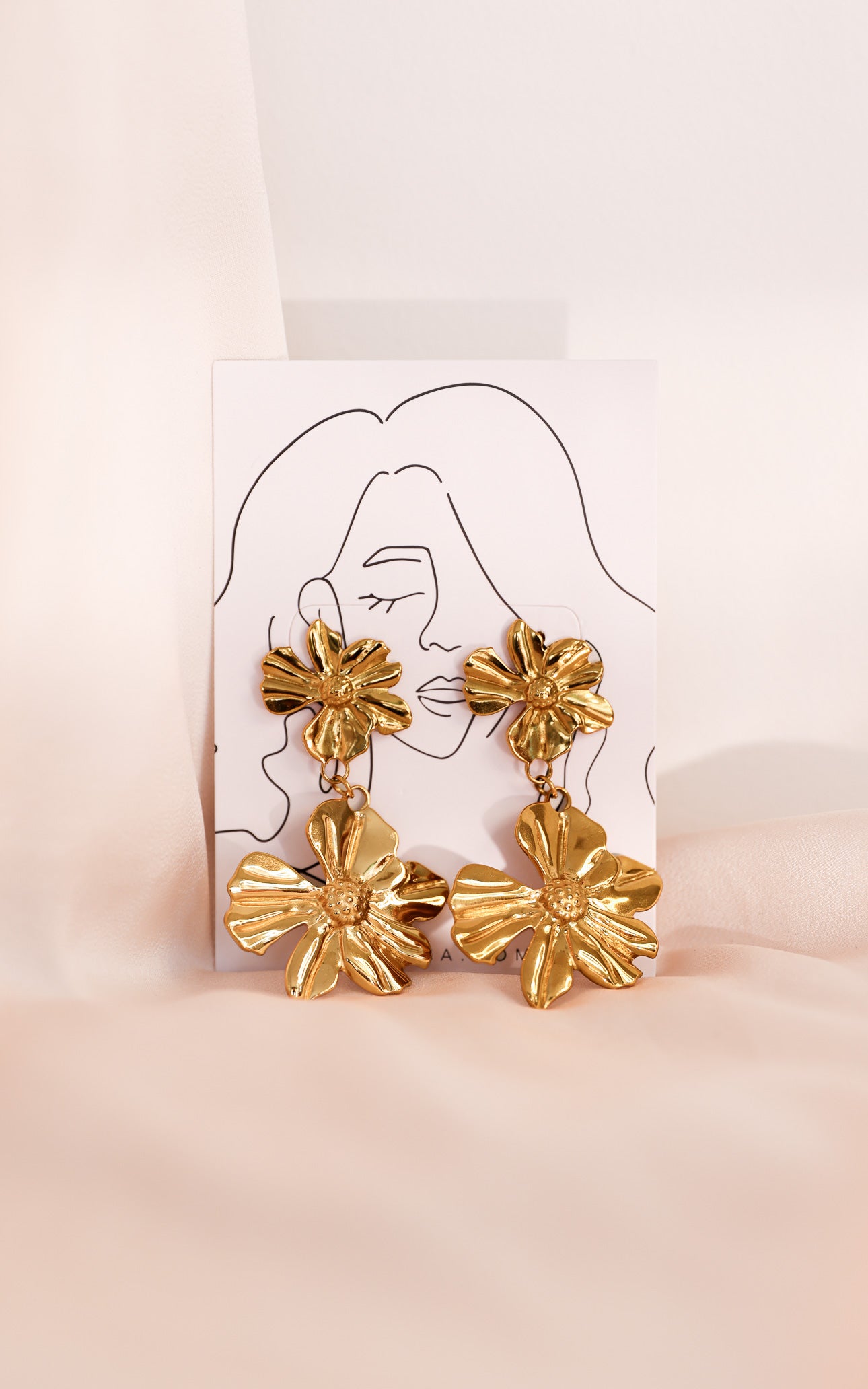 Petalisse Drop Stud Earrings - Gold Flower