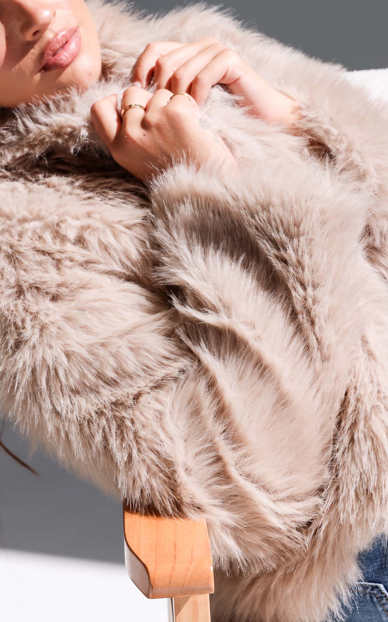 Philippa Faux Fur Jacket - Beige