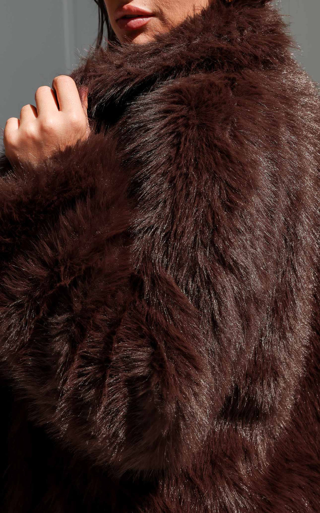 Philippa Faux Fur Jacket - Chocolate Brown