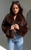 Philippa Faux Fur Jacket - Chocolate Brown
