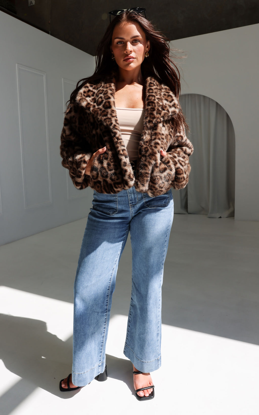 Philippa Faux Fur Jacket - Leopard Print