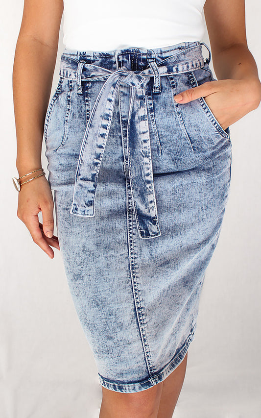 Phoebe Denim Skirt- Acid Wash