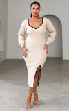 Piazza Knit Midi Dress - Beige Black
