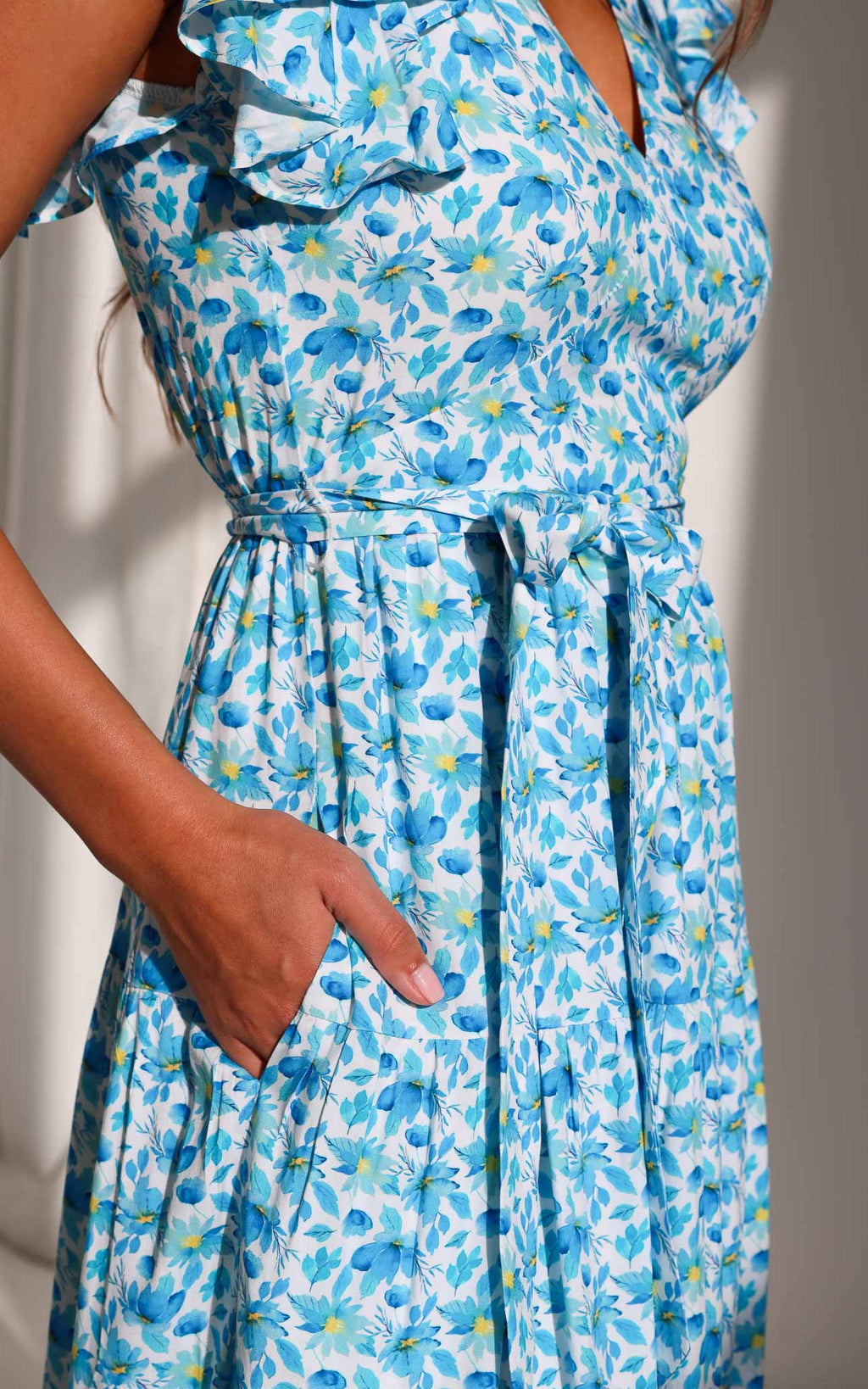 Poeselle Maxi Dress - White Blue Floral