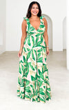 Polly Maxi Dress - Green Beige Multi Print